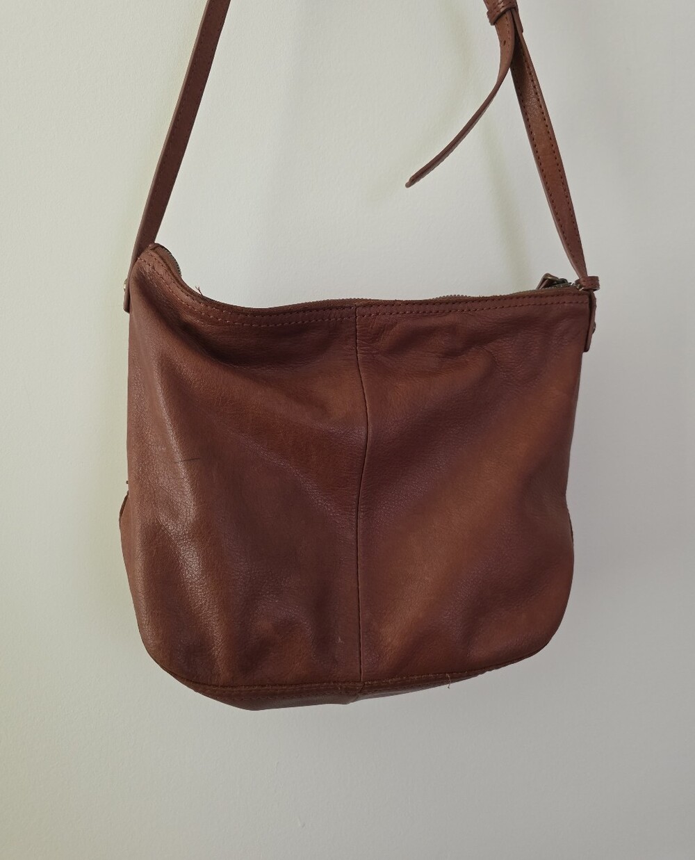 American Leather Co Crossbody Bag Leather Brown Boho Minimalist Western - Picture 3 of 11